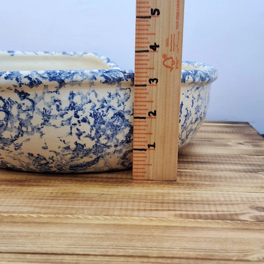 1989 Blue‎ Apple Ceramic Hand-Turned Texas Pottery Serving Bowl Bakeware 11x10x3